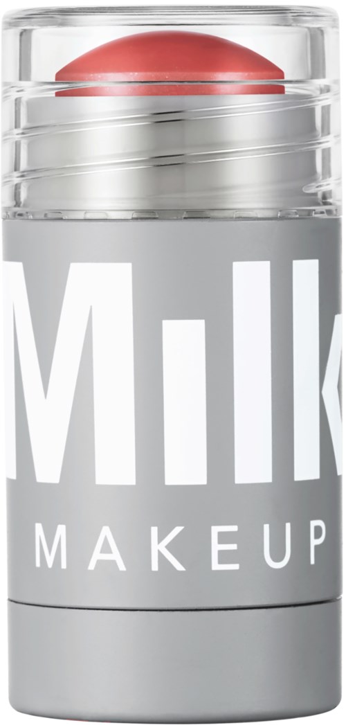 Een lippenstift in een doorzichtige container met de woorden 'Milk Makeup'.