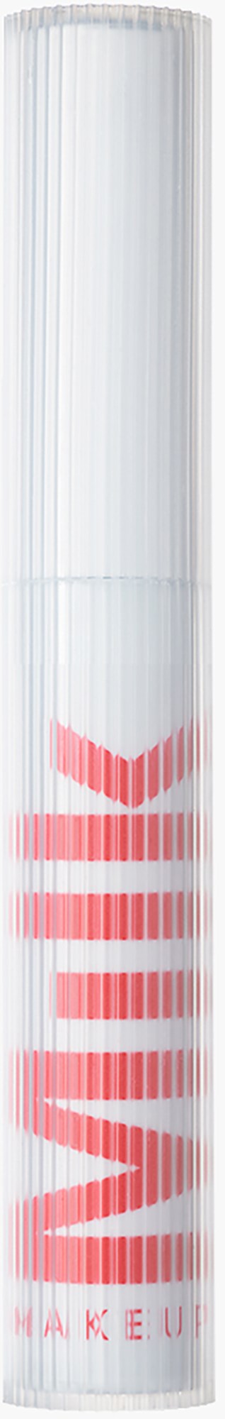Een lange, witte, cilindervormige make-up product met roze tekst die zegt 'WAVES'.