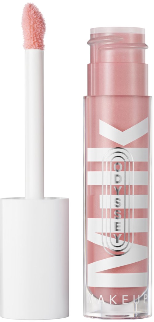 Lippenstift mit Applikator und durchsichtigem pinkfarbenem Röhrchen mit der Beschriftung 'WET LOOK'.