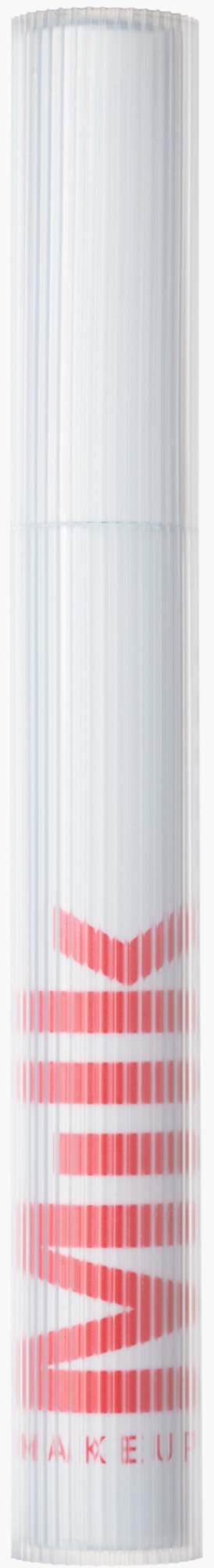 Een witte cilindervormige voorwerp met rode tekst, waarschijnlijk een cosmetica- of make-upproductverpakking.