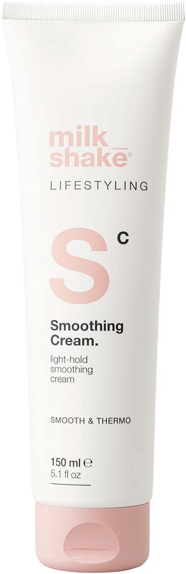 Witte tube met 'milk shake Smoothing Cream' en roze deksel, voor sterk vasthoudend glijden.