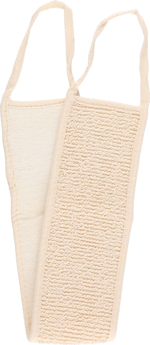 Ett beige tygskoförlängare med strukturerad yta och två handtag.