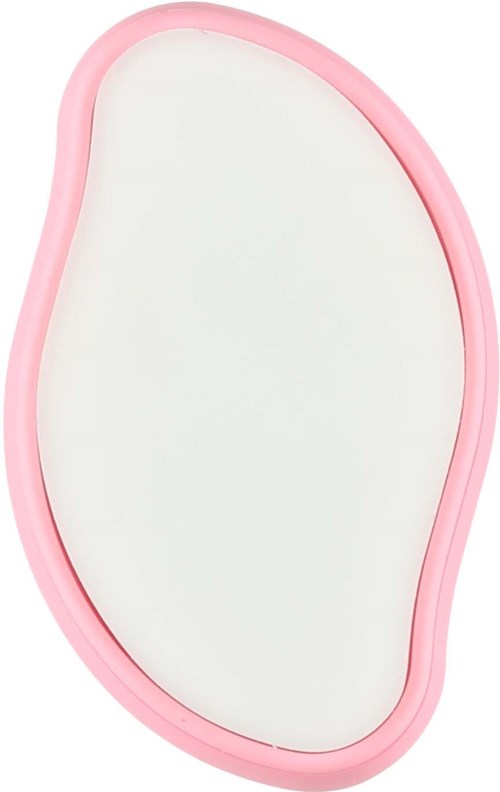 A soft, irregularly shaped white object with a pink border, resembling a moon or a blob.