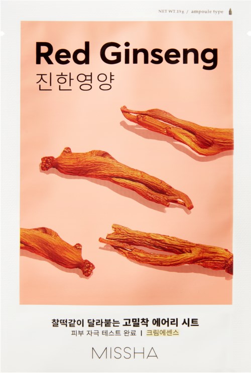 A package of red ginseng extract sheets with four pieces on a light background. Text in English and Korean.