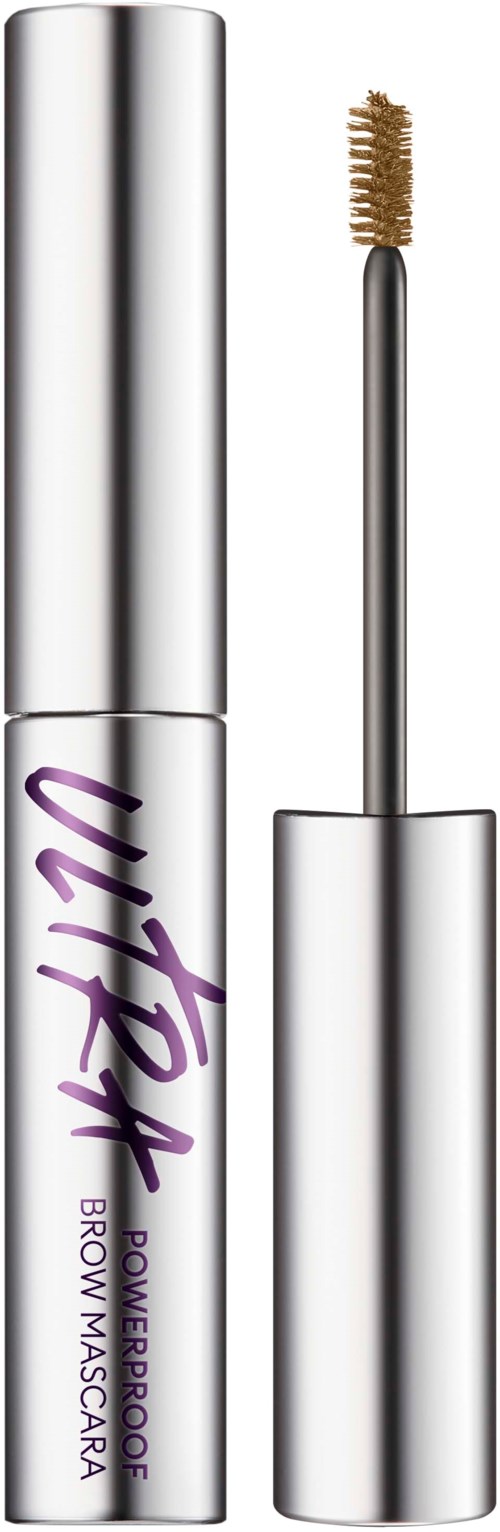 A silver tube of brow gel with a small brush applicator, labeled 'Brow Expert.'