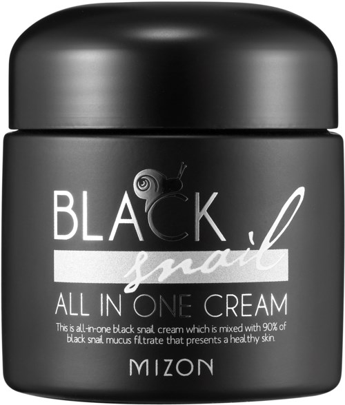 Een zwarte pot met de tekst 'Black Snail All-In-One Cream' en een slakkensymbool.