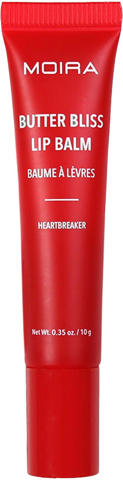 Punainen putkilö Moira Butter Bliss -huulivoiteesta, nimeltä 'Heartbreaker,' jonka koko on 0,35 unssia.