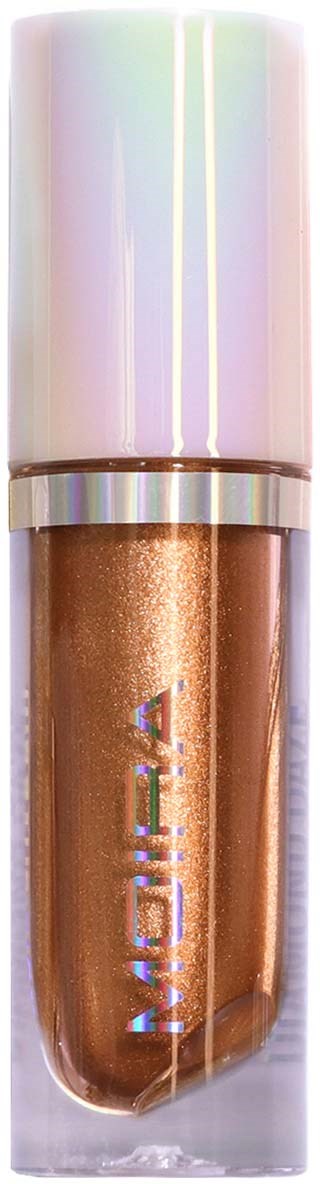 Ein metallischer Bronze-Lippenstift in einer glänzenden, irisierenden Packung mit dem Markennamen Ulta Beauty.