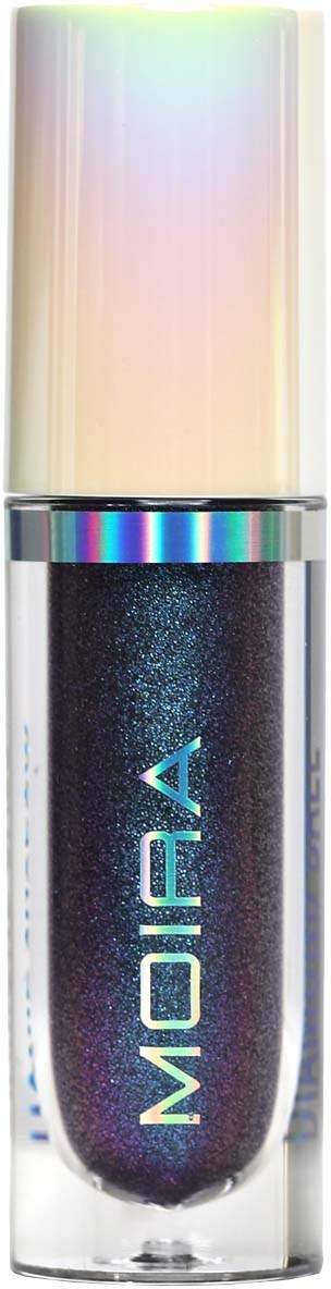 A tube with dark shiny gel or polish and a shiny, holographic cap. The brand name 'MODA' is on the front.