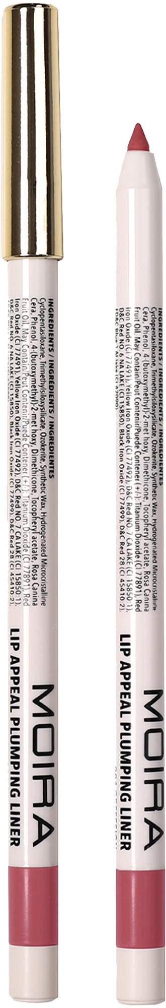 Two lip pencils with white bodies, pink tips, and gold caps. One has a pink tip, the other a light red.