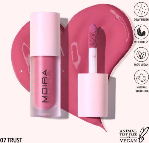 Lip gloss with a pink shade, creamy texture, and vegan, cruelty-free ingredients. Contains moisturizing benefits.