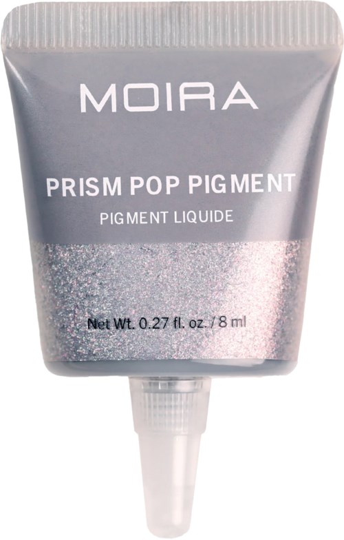 A small tube of Moira Prism Pop Pigment with a silver glittery design.