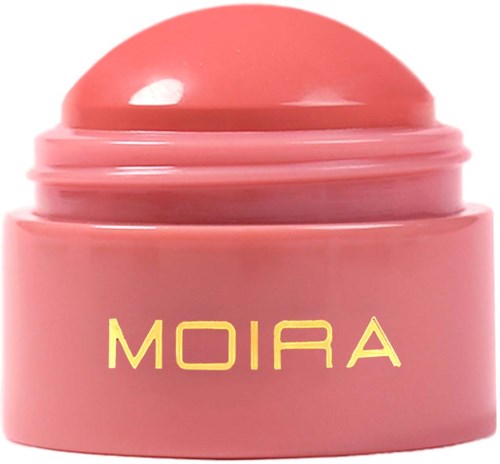 A pink container with a rounded lid and the brand name 'MOIRA' on it.