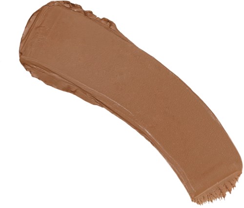 A smear of brown makeup or foundation on a white background.