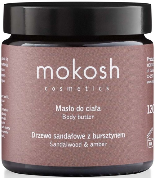 Purnukkali Body Butter 'mokosh cosmetics' ja tuoksu sandalipuuta ja meripihkkaa. Se on musta ja siinä on vaaleanpunainen etiket