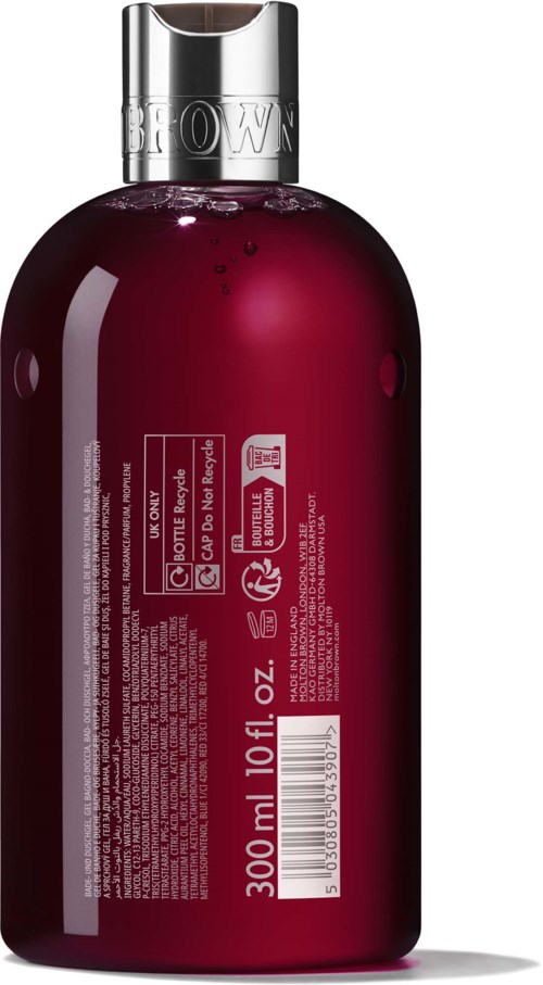 Dark red bottle of hair conditioner with silver cap, 300 ml size, showing product details on the back label.