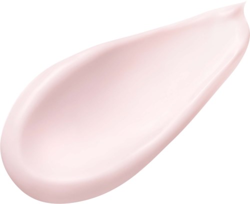 Een straal roze crème of lotion in een druppelvorm met een glanzende textuur.