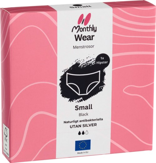 Rosa Verpackung für monatliche Damenunterwäsche, klein, schwarz, antibakteriell, ohne Silber, aus EU.
