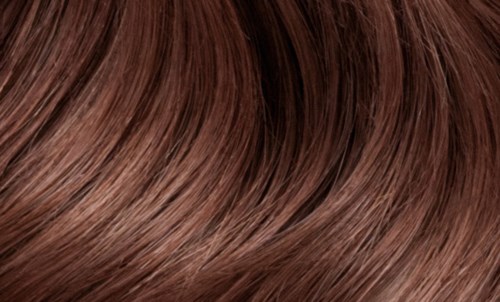 Close-up of shiny, straight, reddish-brown hair.