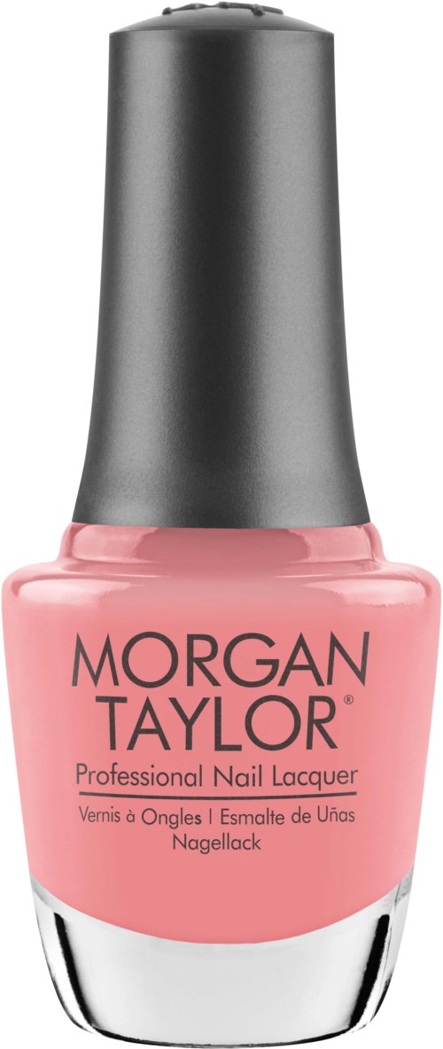 Rote Nagellackflasche mit schwarzem Deckel, beschrieben Morgan Taylor, professioneller Nagellack.