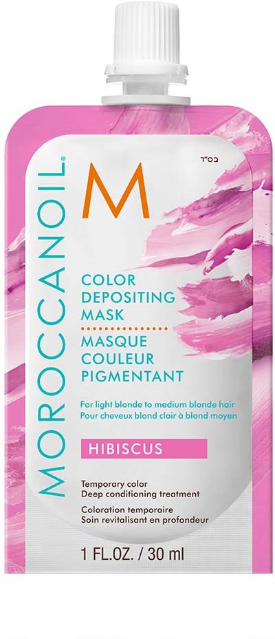 Pinkki ja valkoinen MOC7000 Hydra Mask -putkilopakkaus, jossa valkoinen korkki ja värikäs teksti hiusten värjäyshoidosta.