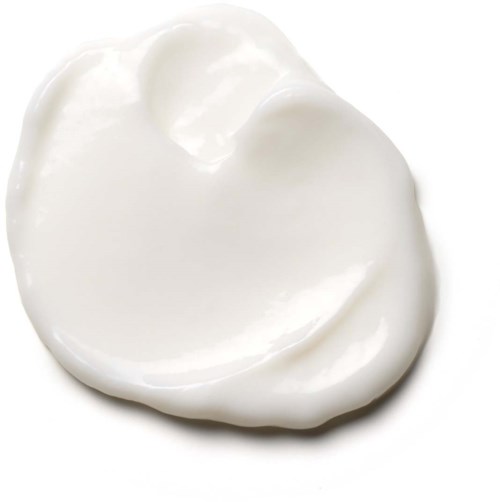 A dollop of creamy white substance, looks thick and smooth, likely yogurt or cream.