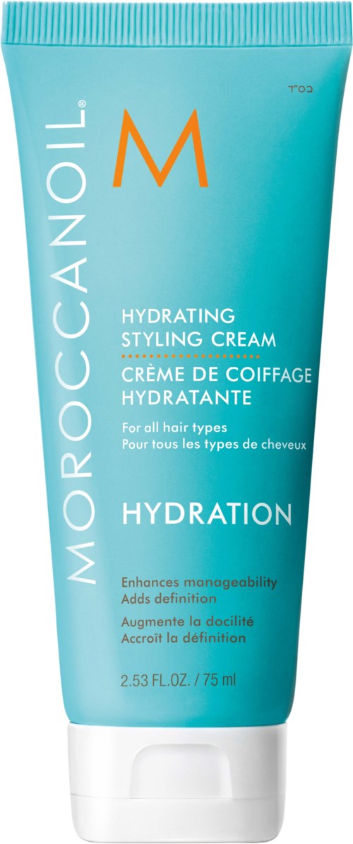 Sininen tuubi Moroccanoil-kosteuttava hiustenmuotoilulaissa kaikkia hietyyppejä varten. Parantaa hallittavuutta ja lisää raikkaan näköisyyden.