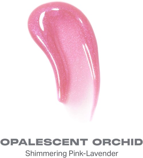 En glänsande gel i rosa-lila färg med gradient. Texten säger Opalescent Orchid, skimrande rosa-lila.