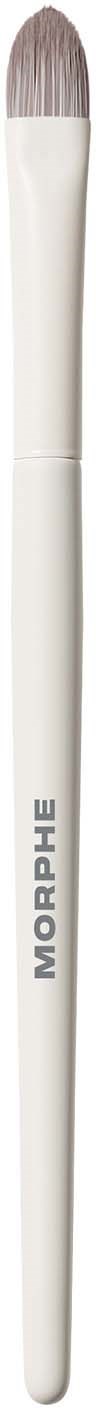 A white makeup brush with a rounded tip and the word MORPHE written along the handle.