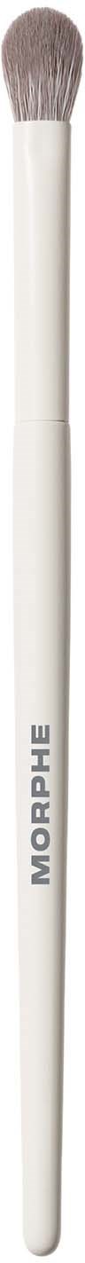 A white makeup brush with soft bristles and the word MORPHE written on the handle.
