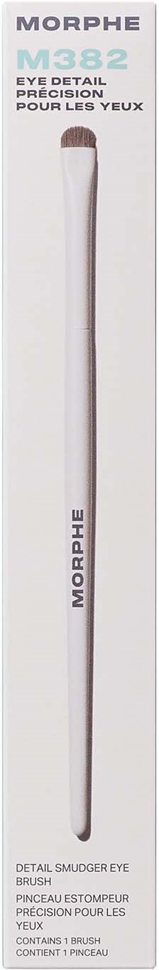 A white eye makeup brush with a brown tip, labeled Morphe M421, on a white background.