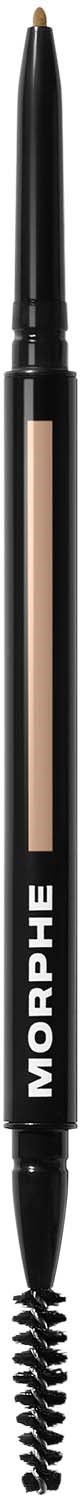 En dubbeländad makeup-penna med en borste på ena sidan och en flytande produkt på den andra.