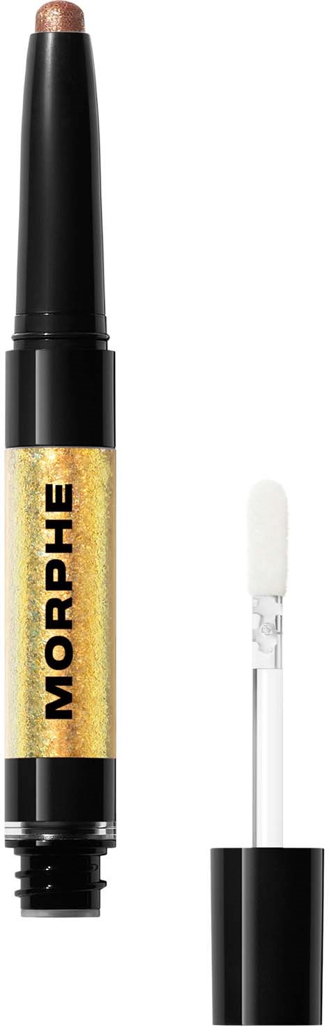 En makeupstift med beige nyans, märkt Morphe, har en svart lock och en vit applicator.