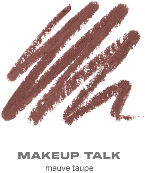En mauve taupe sminkproduktlogga med fet scribe-design och texten Makeup Talk under.