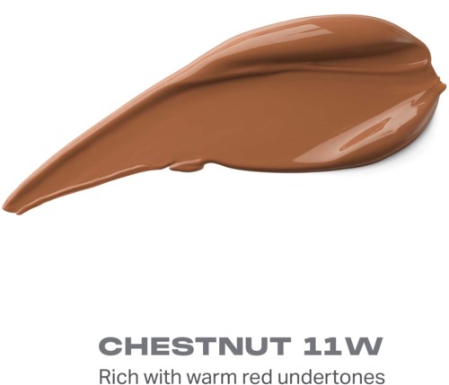 En brun krämfläck märkta Chestnut 11W, beskriven som rik med varma röda undertoner.