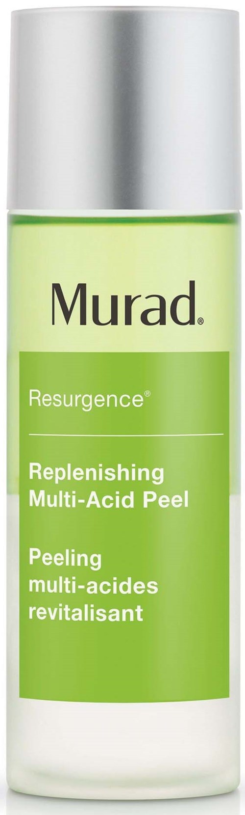 Vihreä ja valkoinen pullo, nimeltään Murad Resurgence Replenishing Multi-Acid Peel.