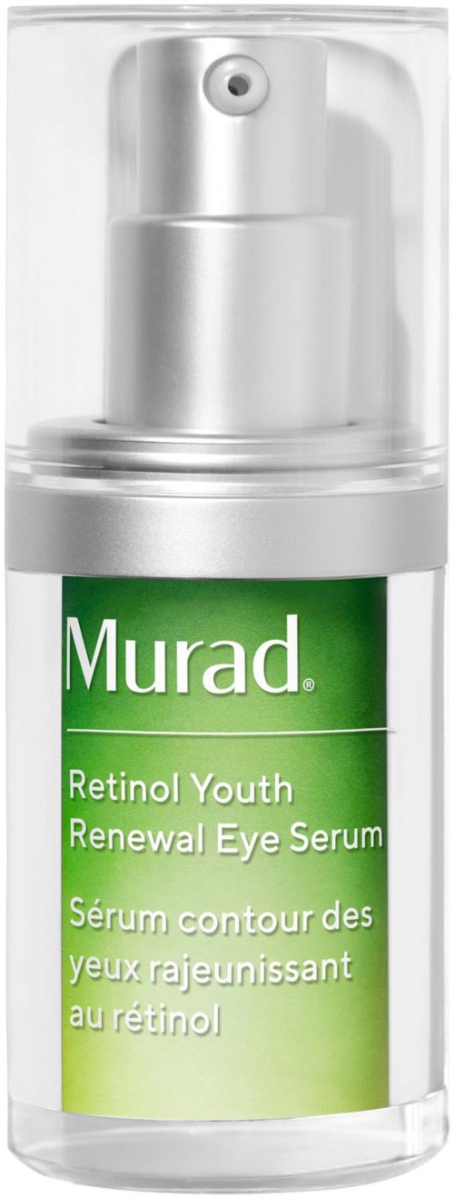 Eine grüne und weiße Flasche mit der Aufschrift Murad Retinol Youth Renewal Eye Serum.