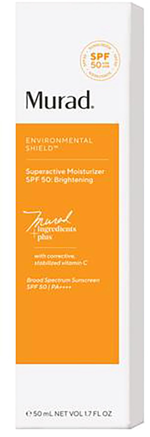 Dit is een skincare productdoos voor Murad Environmental Shield moisturizer met SPF 50 en vitamine C.