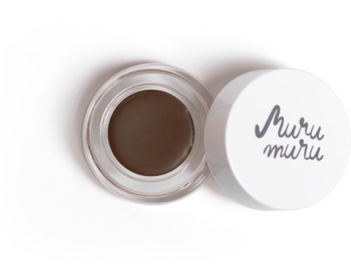 A small jar with dark cream or gel, and a white lid with handwritten-style text saying "Muru muru."