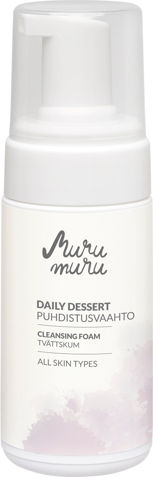 Cleansing foam bottle for all skin types, used for daily face cleaning, from Muru Muru brand.