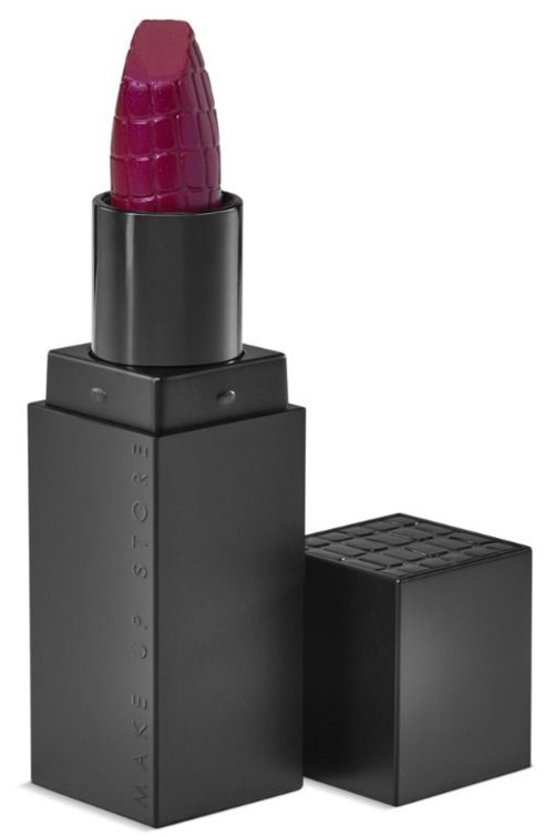 Ett svart läppstift, med rosa färg, i ett svart skal med texten 'MAKE UP STORE'.
