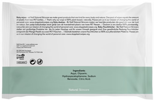 Weiße Verpackung mit grüner Sektion, listet die Zutaten: Wasser, Glycerin und pflanzliche Inhaltsstoffe.