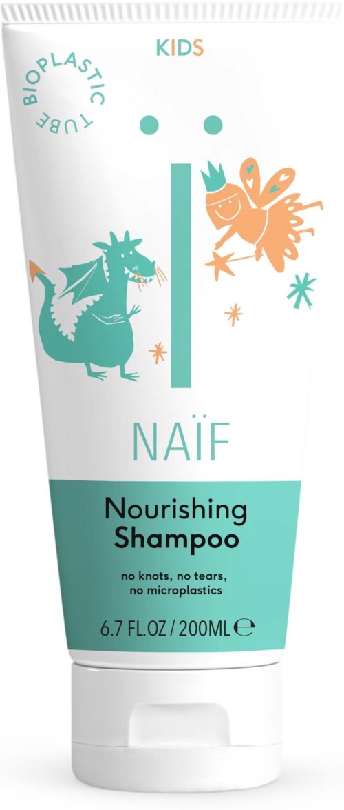 Eine Tube mit Nährendem Shampoo für Kinder mit Dinosaurier- und Schmetterlingsillustrationen, behauptet keine Tränen oder Mikroplastik, 6,7 oz.