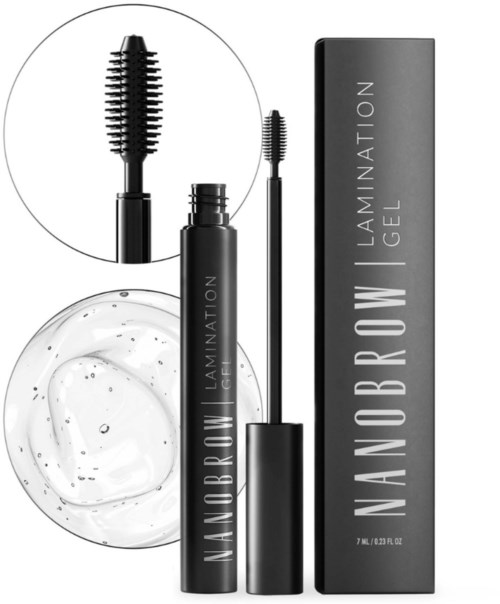 Wimpprimer en gel met applicator, in zwarte verpakking. Bevat wit gel met kleine bellen.