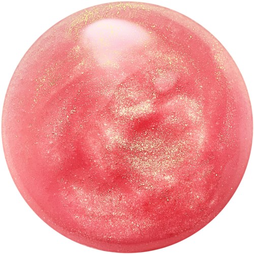 A large pink sphere with gold sparkles scattered on its surface, glowing softly.