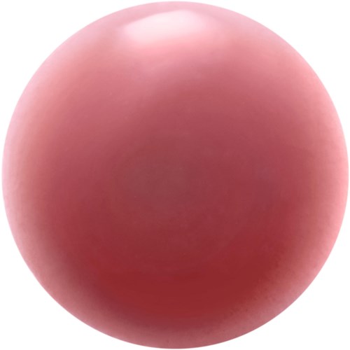 A pink smooth round ball with a shiny surface and light reflection.