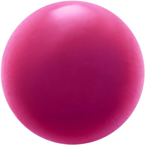 A pink, shiny spherical object with a gradient shade and smooth surface.