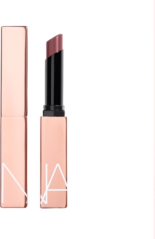 Rødt leppestift i et svart og rosa rør med en matchende rosa eske.