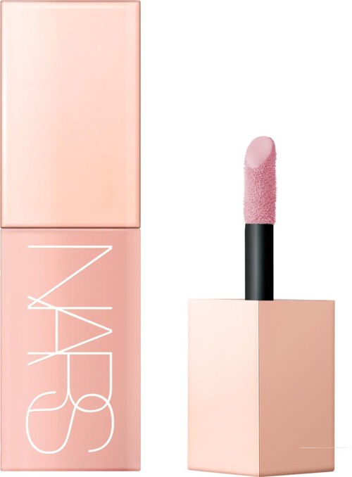 NARS soft pink lip gloss with applicator, in a pink rectangular container.