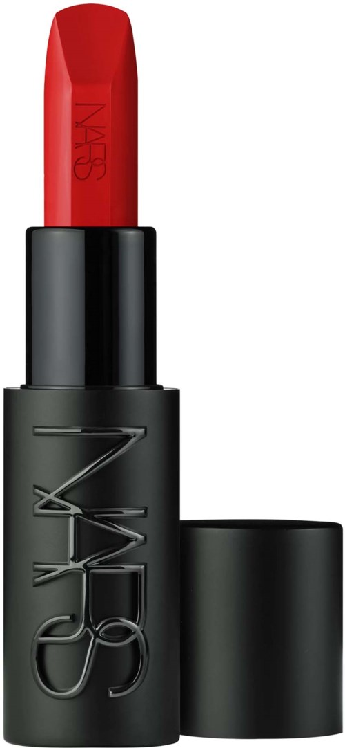 A red lipstick in a black case with the brand name NARS on it.